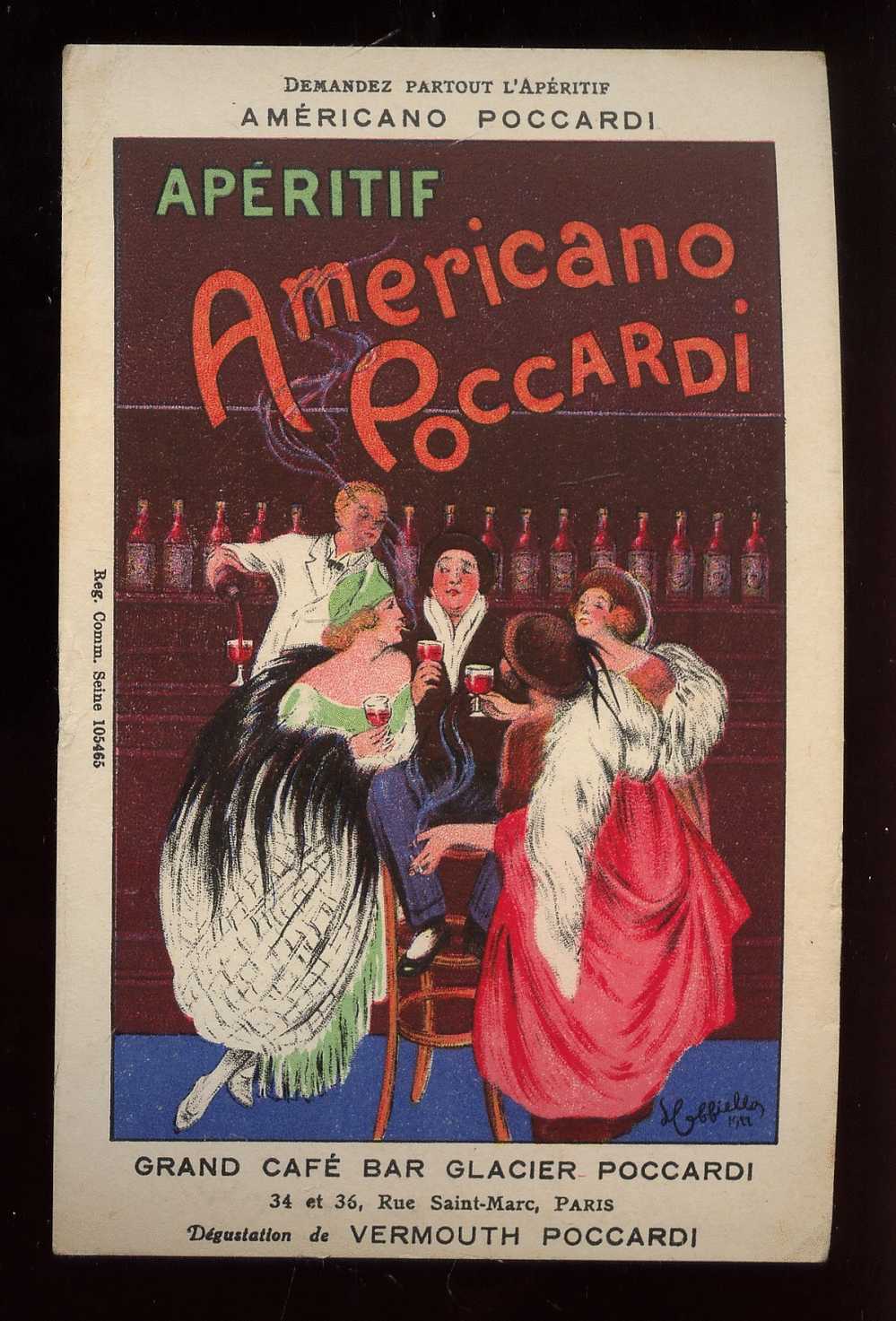 [WIN107] AMERICANO POCCARDI ART DECO WOMAN SMOKING B CAPIELLO ARTIST SIGNED AVERTISMENT VINTAGE POSTCARD / POSTKARTE - Cappiello