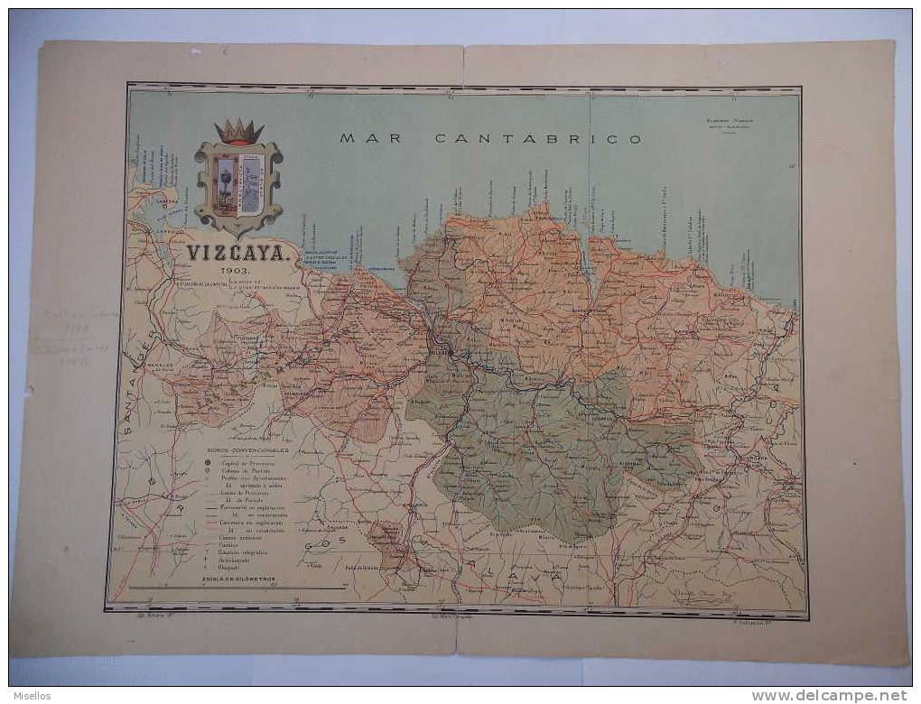 Lote Mapas Vascongadas-Santander: Alava + Guipuzcoa, Y Vizcaya;  + Santander - Mapas Geográficas