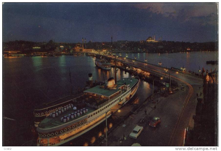 Istanbul The Galata Bridge And City At Night - Turquie