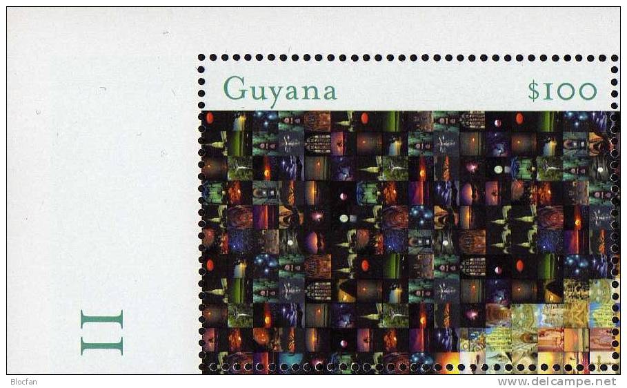 80. Geburtstag Papst Johannes Paul II. 2001 GUYANA 7097/04 Kleinbogen ** Je 100$ Mosaik 1000 Fotos Bilden Gesicht Sheet - Guyana (1966-...)