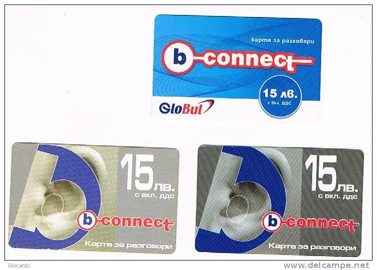 BULGARIA - RECHARGE GSM GLOBUL - B CONNECT EAR: LOT OF 3 DIFFERENT  - USATA (USED) - RIF. 7568 - Bulgaria