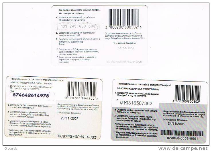 BULGARIA - RECHARGE GSM GLOBUL - B CONNECT EAR: LOT OF 3 DIFFERENT  - USATA (USED) - RIF. 7568 - Bulgarien