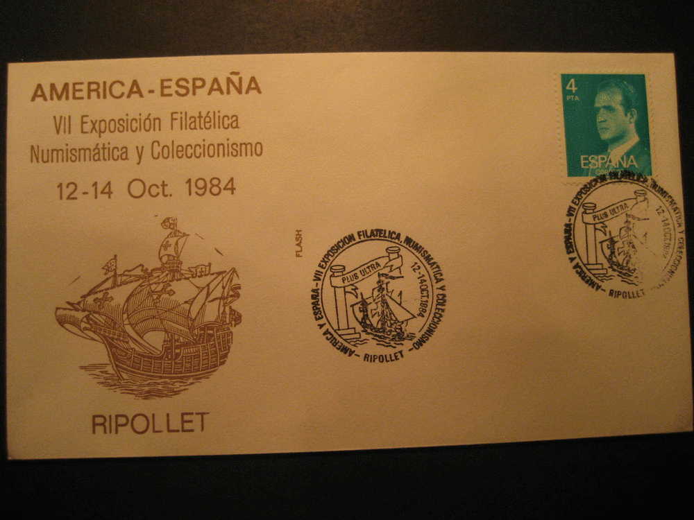 SPAIN Ripollet 1984 Event Cancel Colon Columbus Caravel America Discouver Hispanidad - Cristoforo Colombo