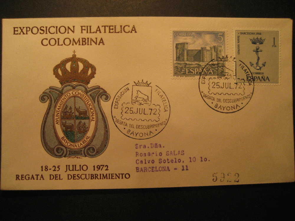 SPAIN Bayona La Real Pontevedra Galicia 1972 Toro Regata Bermuda Colon Columbus Caravel America Discouver Hispanidad - Christopher Columbus