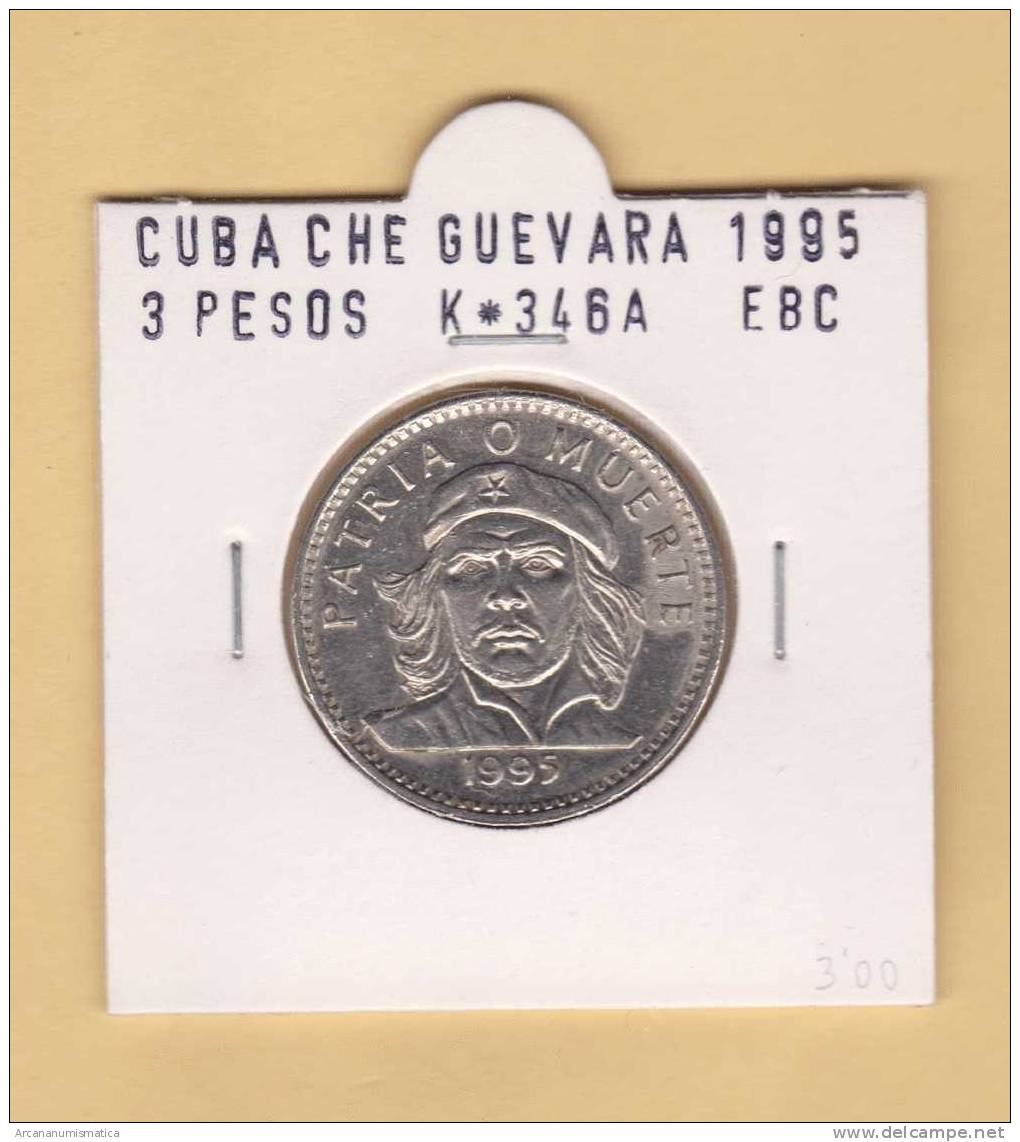 CUBA  3  PESOS  "ERNESTO CHE GUEVARA" Niquel-Acero KM#346a  1.995 EBC/XF   DL-7626 - Cuba