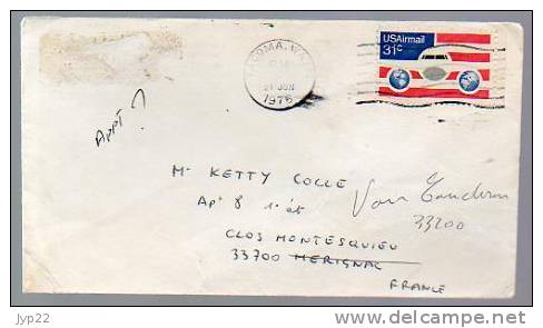 Lettre USA Etats Unis Pour La France - CAD Tacoma 21-06-1976 - Tp US Air Mail P.A. 84 - Au Dos CAD Mérignac 30-06-1976 - Poststempel