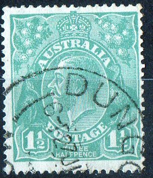 Australia 1918 King George V 1.5d Green - Single Crown Wmk Used - Actual Stamp - Dungog NSW - SG61 - Oblitérés