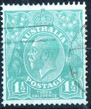 Australia 1918 King George V 1.5d Green - Single Crown Wmk Used - Actual Stamp - Nice - SG61 - Oblitérés