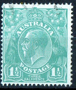 Australia 1918 King George V 1.5d Green - Single Crown Wmk Used - Actual Stamp - Brisbane Centred Left - SG61 - Usados