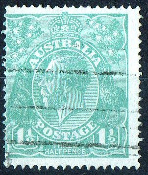 Australia 1918 King George V 1.5d Green - Single Crown Wmk Used - Actual Stamp - Centred Left, Line Cancel - SG61 - Oblitérés