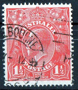 Australia 1924 King George V 1.5d Scarlet - Single Crown Wmk Used - Actual Stamp - Melbourne - SG77 - Oblitérés