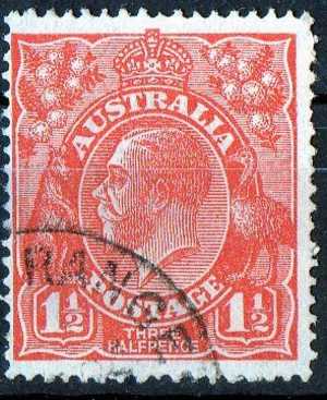 Australia 1924 King George V 1.5d Scarlet - Single Crown Wmk Used - Actual Stamp - ? Range - SG77 - Gebraucht