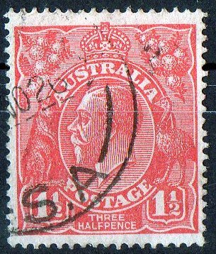 Australia 1924 King George V 1.5d Scarlet - Single Crown Wmk Used - Actual Stamp - SA - SG77 - Oblitérés