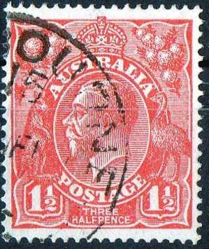 Australia 1924 King George V 1.5d Scarlet - Single Crown Wmk Used - Actual Stamp - Melbourne -- SG77 - Used Stamps
