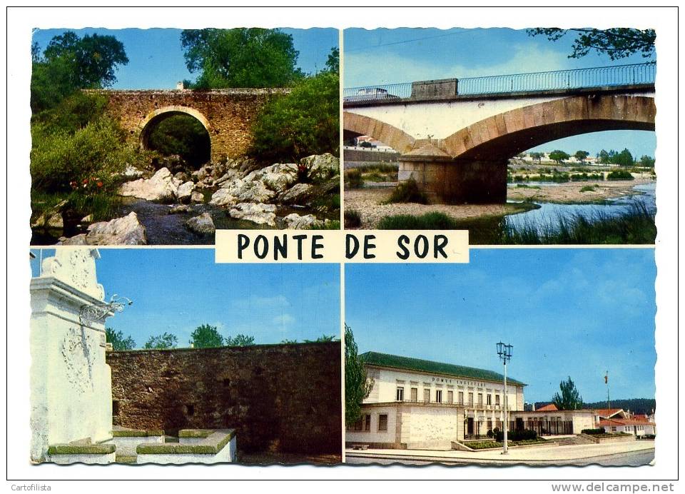 PONTE DE SÔR - Postal Com 4 Vistas - Portalegre