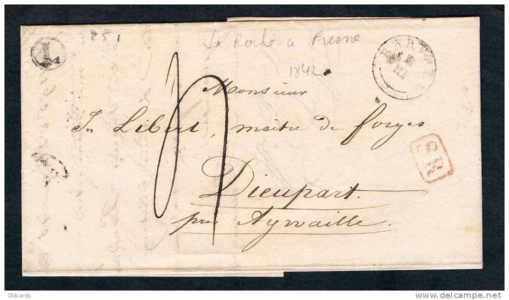 Belgique Précurseur. 1842 Lettre Avec Boîte "L" De La Roche à Fresne Avec T18 "BARVAUX" - 1830-1849 (Unabhängiges Belgien)
