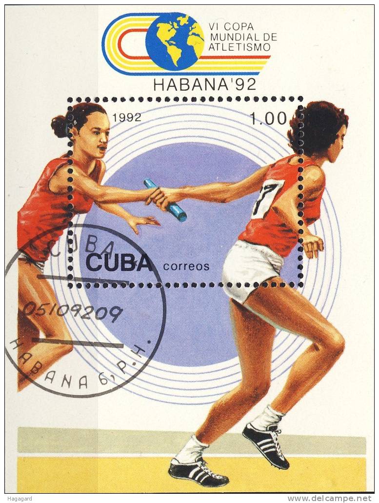 #Cuba 1992. Sport. Athletics. Michel Block 130. Cancelled(o) NO PAYPAL WALLET ! - Blocs-feuillets