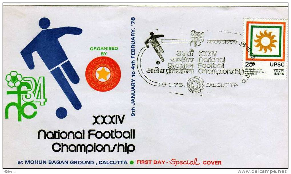 Inde: 1978très Belle Fdc Championat National De Football Calcutta - Brieven En Documenten