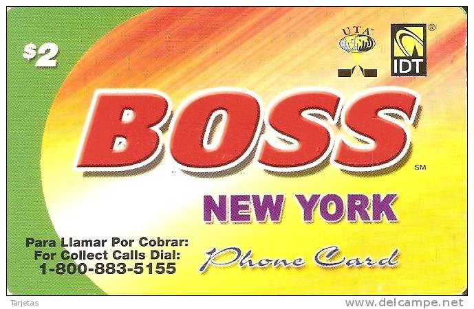 TARJETA DE ESTADOS UNIDOS DE IDT BOSS NEW YORK CADUCIDAD 09/08 - Otros & Sin Clasificación