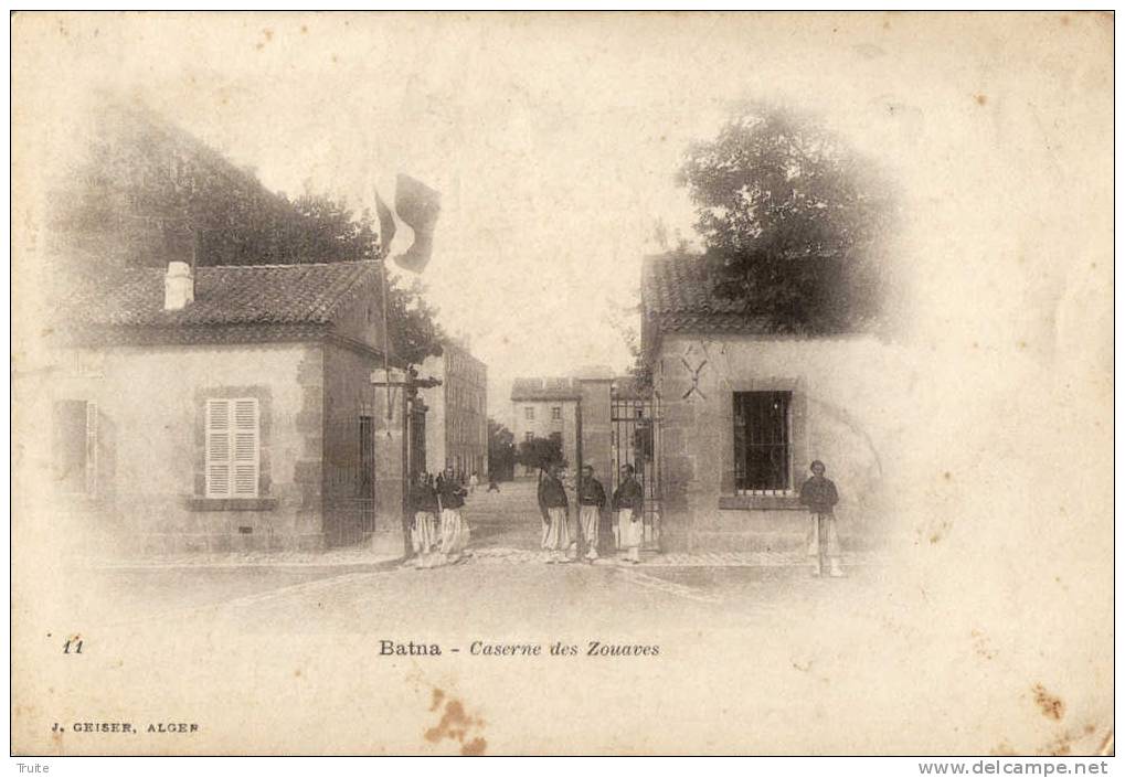 BATNA CASERNE DES ZOUAVES ANIMEE  PRECURSEUR 1903 - Batna
