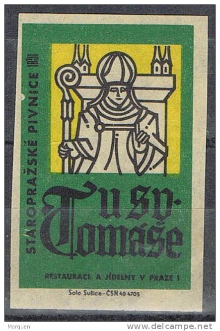 Viñeta Checoslovaquia. SANTO TOMAS, TOMASE, Ciudad Vieja De Praha, Label, Cinderella - Variétés Et Curiosités