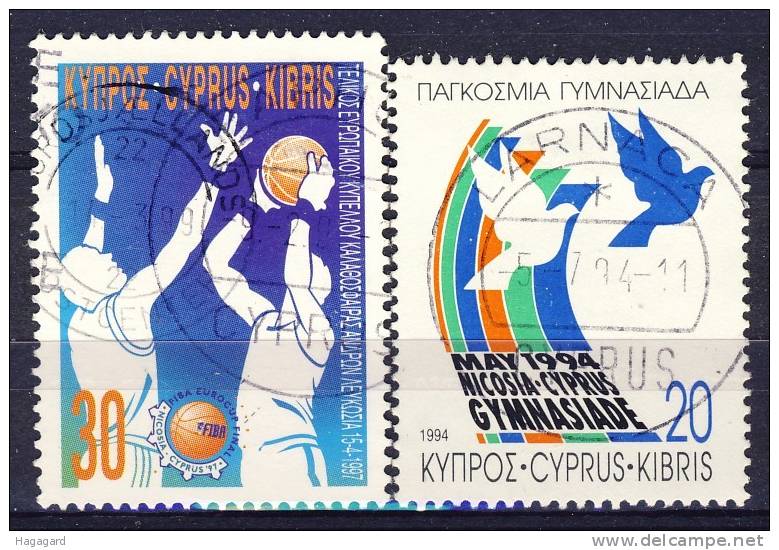 ##Cyprus 1994-97. Sport. 2 Different. Michel 823 + 896. Cancelled(o) - Oblitérés