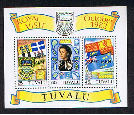 RB 647 -  Tuvalu 1982 MNH Royal Visit Miniature Sheet Overprinted Specimen - Tuvalu