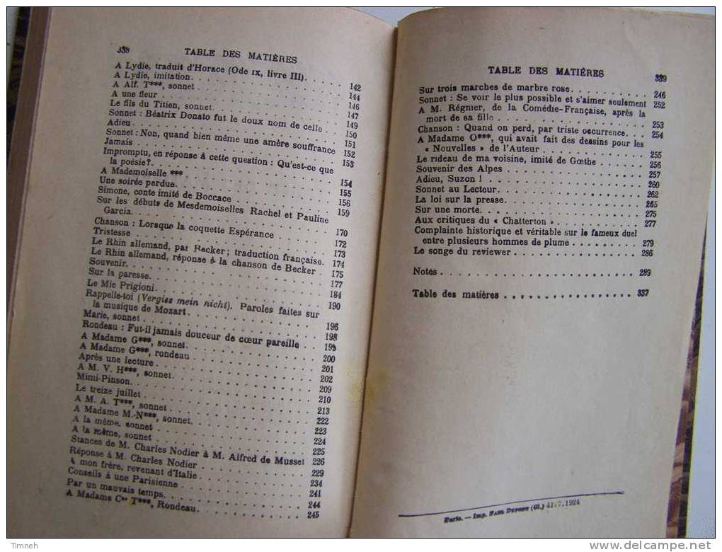 OEUVRES DE A.DE.MUSSET TOME 2 SEU -poésies Nouvelles 1924 Librairie GARNIER-relié-rolla Nuits Contes Vers-BIRE- - French Authors