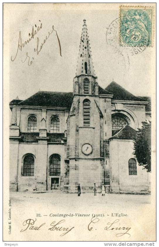 89 - Belle CPA Pionnière Coulange-la-Vineuse - L'Eglise - Coulanges La Vineuse