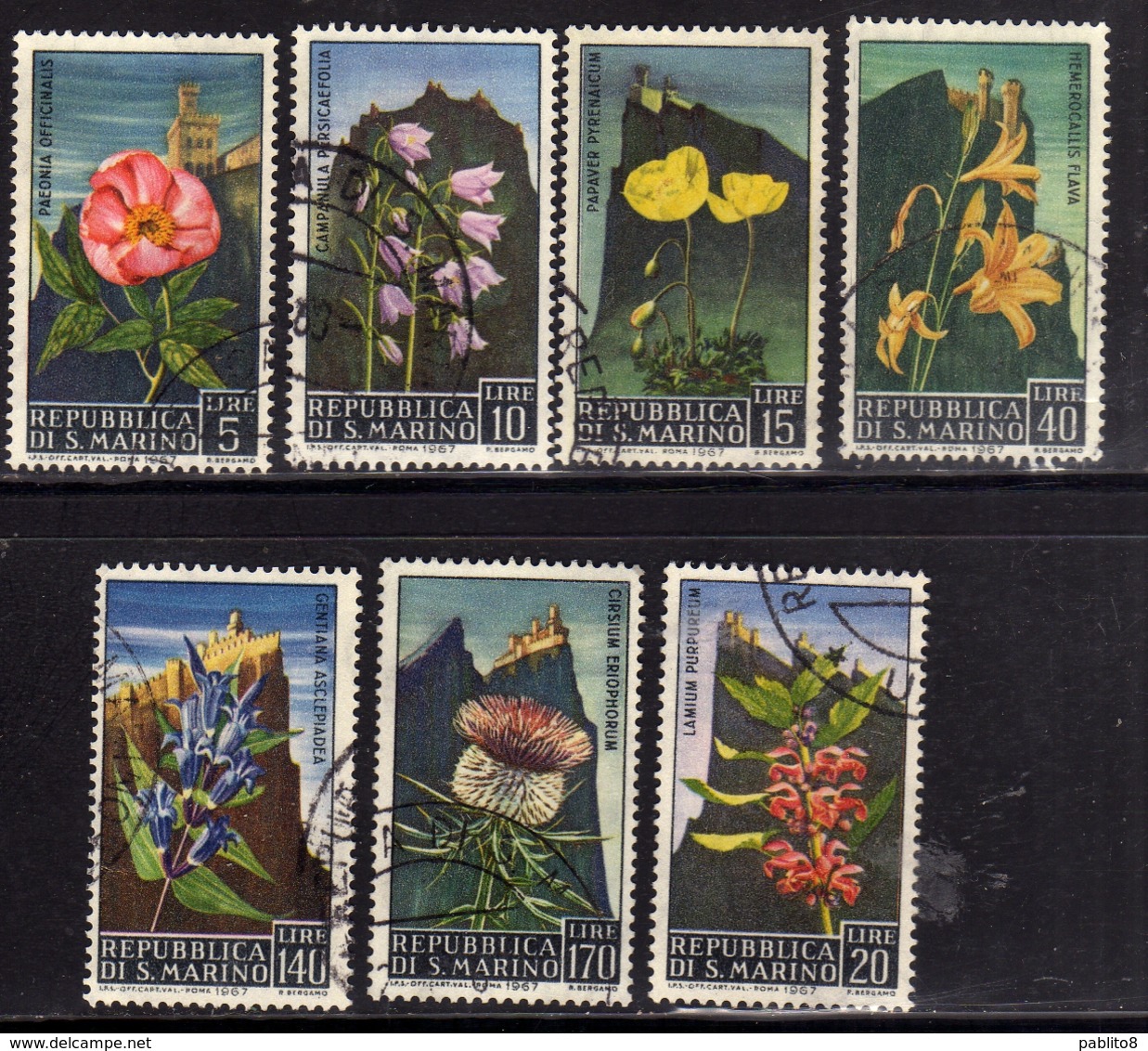 REPUBBLICA DI SAN MARINO 1967 FLORA FIORI FLOWERS FLEURS SERIE COMPLETA COMPLETE SET - Oblitérés