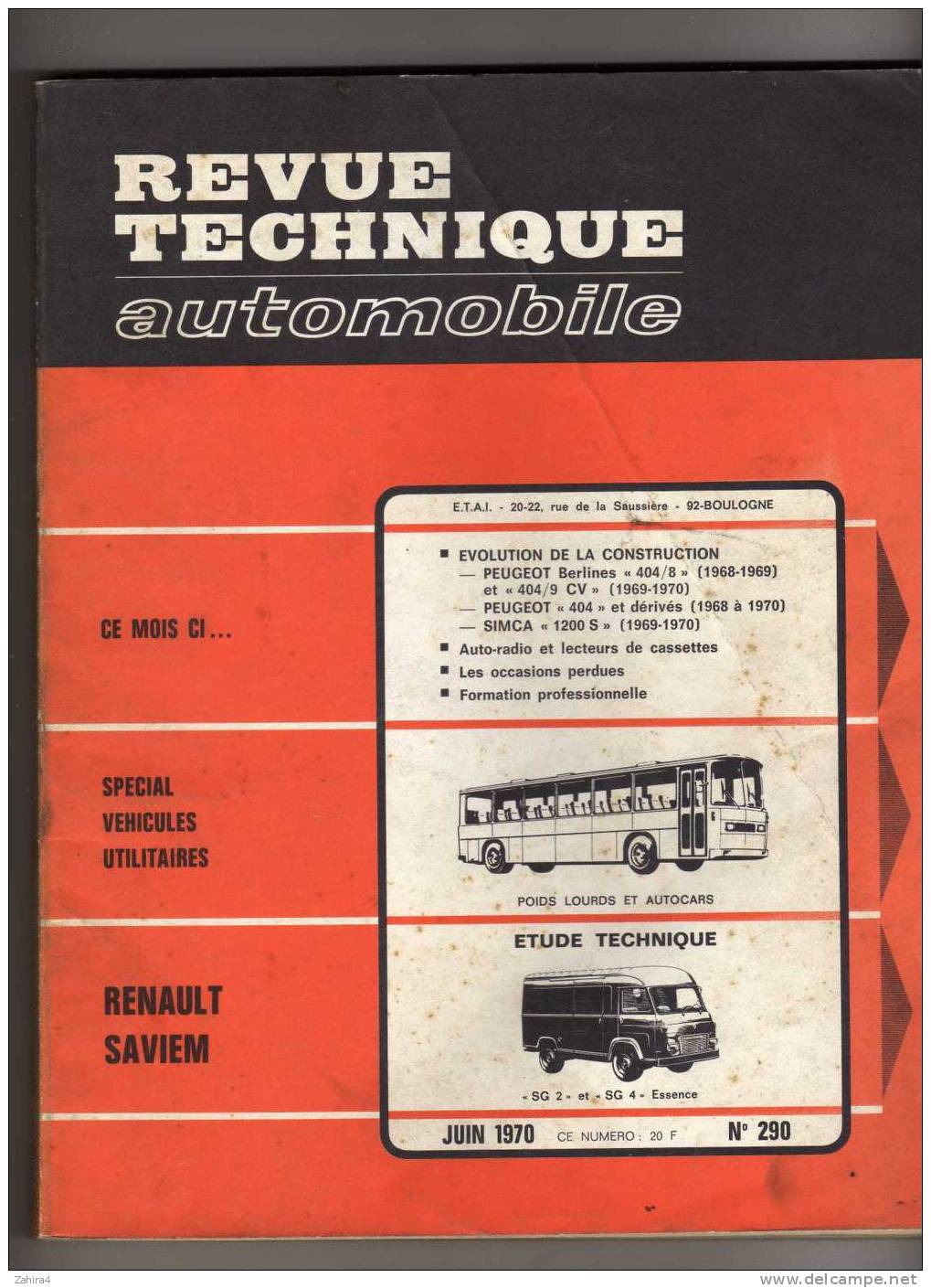 Revue Tech Auto-Poids Lourds Et Autocars-Etude Technique Renault SG 2 Et SG 4 Essence-N°290 - Auto