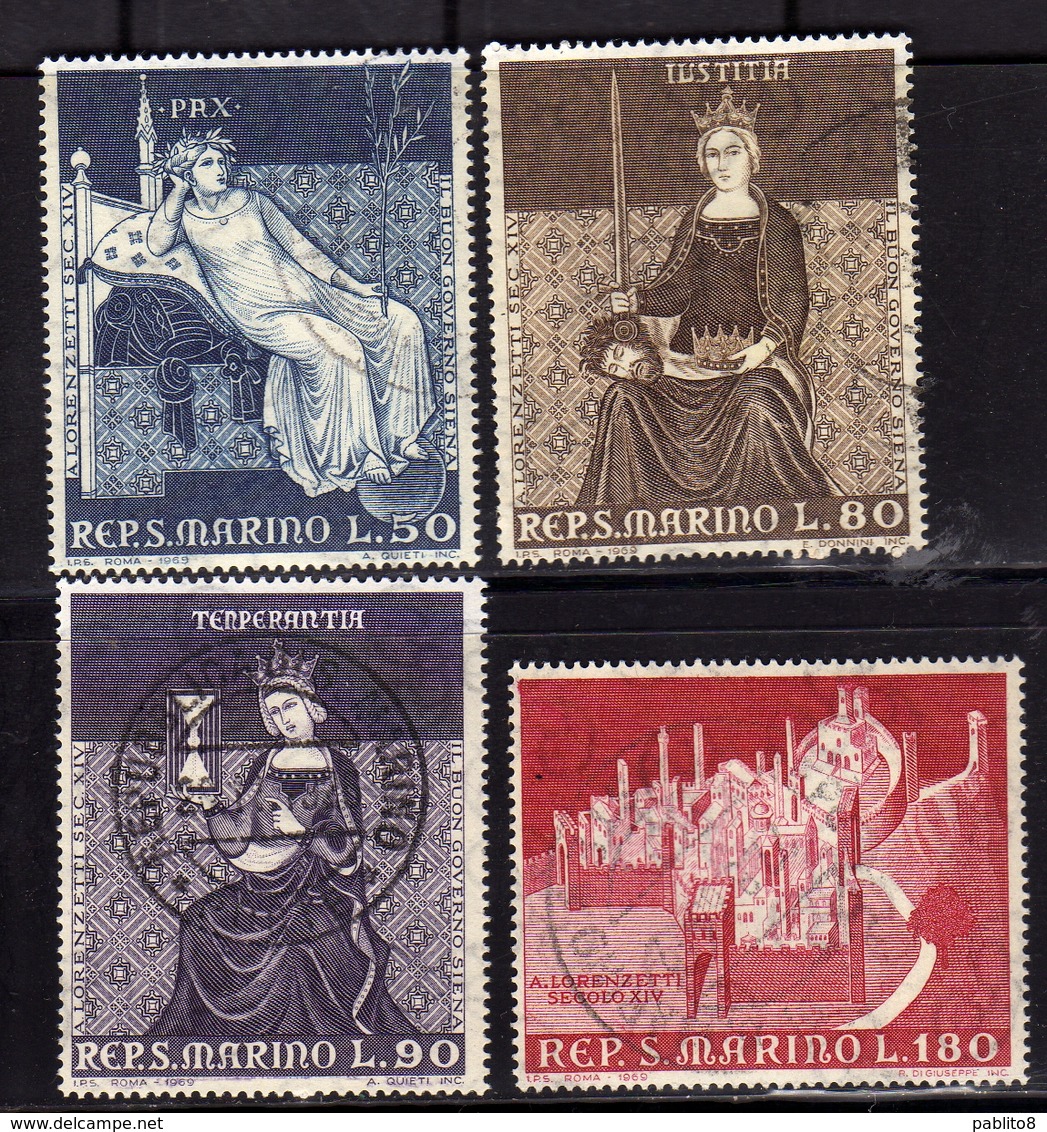 REPUBBLICA DI SAN MARINO 1969 DIPINTI DI AMBROGIO LORENZETTI SERIE COMPLETA COMPLETE SET USATA USED OBLITERE' - Oblitérés