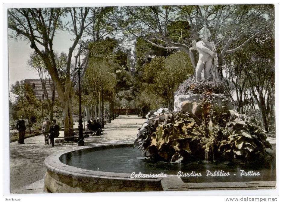 CALTANISSETTA, GIARDINO PUBBLICO, VG 1955, ANIMATA   **** - Caltanissetta