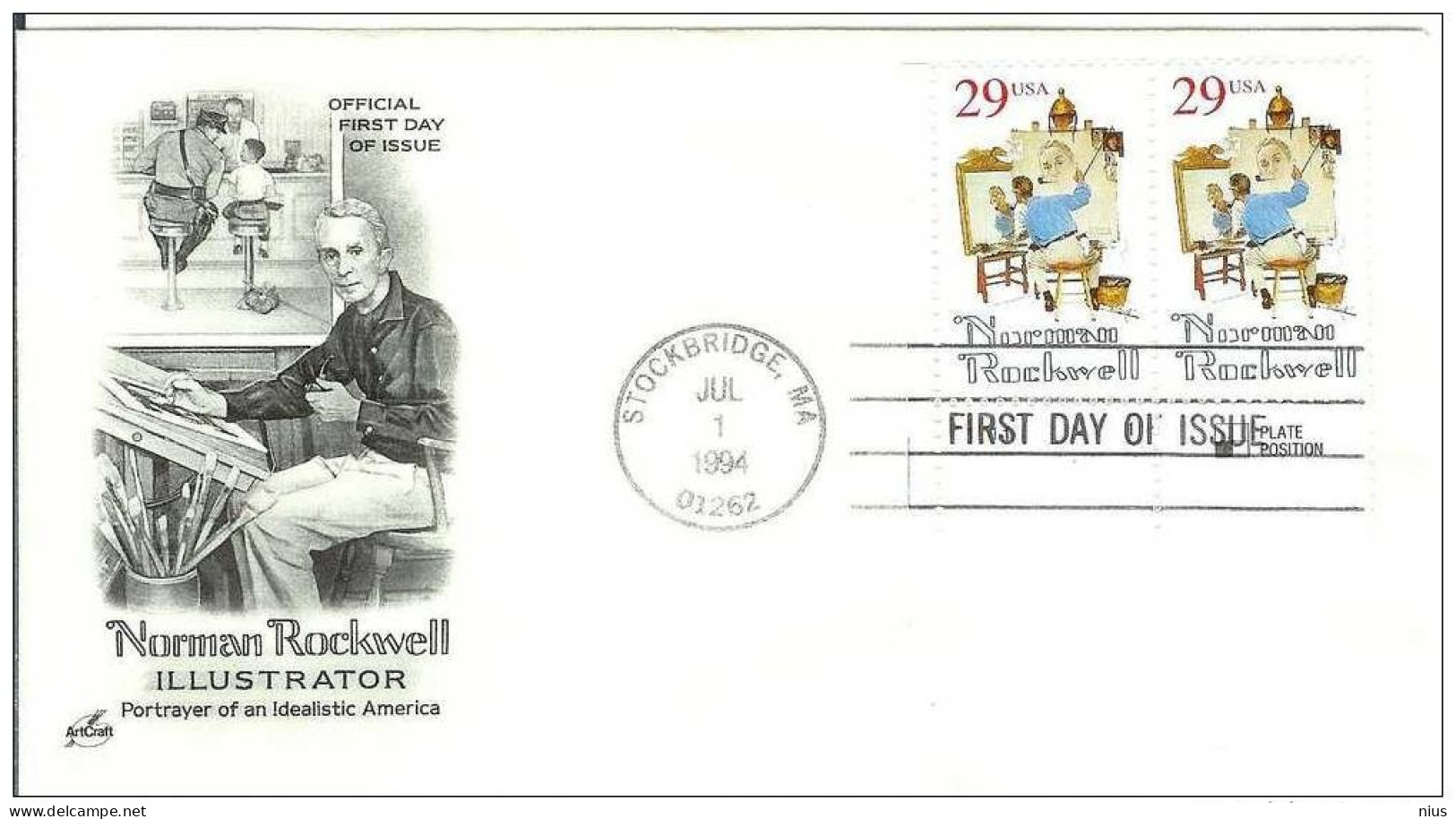 USA United States 1994 FDC Painter Painting Illustrator Norman Rockwell Art - 1991-2000