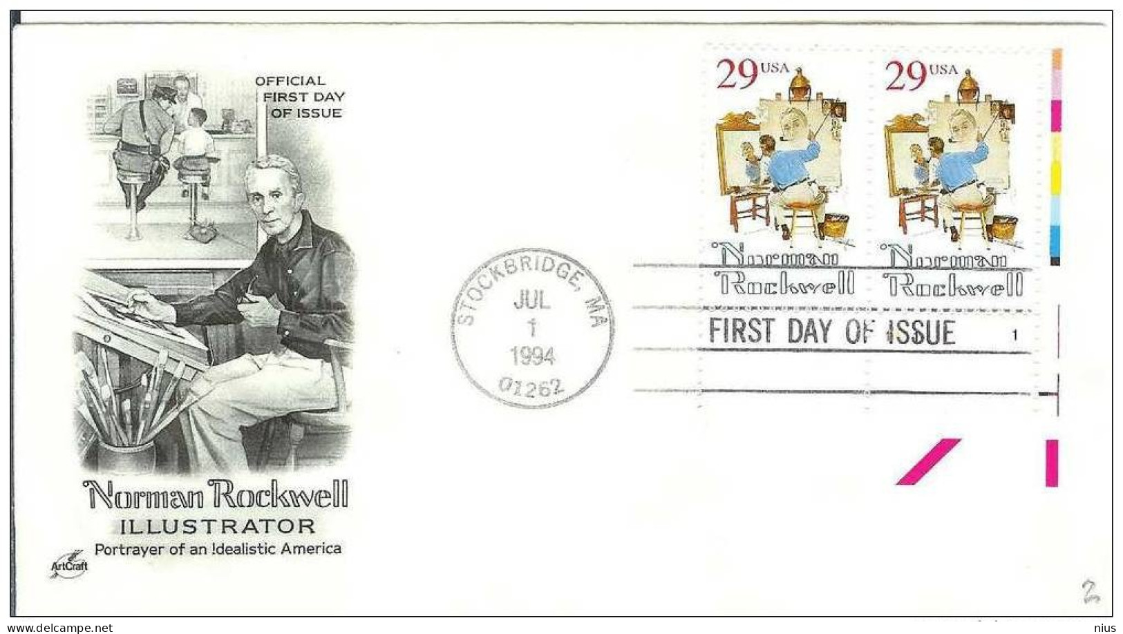 USA  United States 1994 FDC Painter Painting Illustrator Norman Rockwell Art - 1991-2000