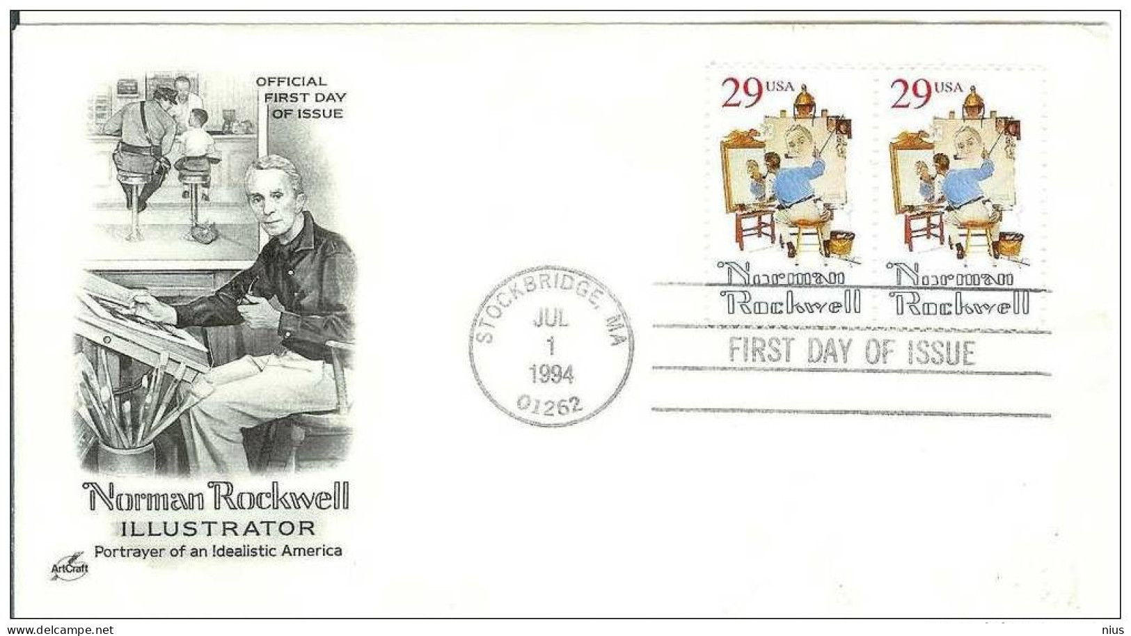 USA United States 1994 FDC Painter Painting Illustrator Norman Rockwell Art - 1991-2000