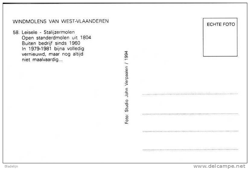 LEISELE Bij Alveringem (W.Vl.) - Molen/moulin - De Stalijzermolen In 1994. Momenteel Maalvaardig Gerestaureerd. - Alveringem