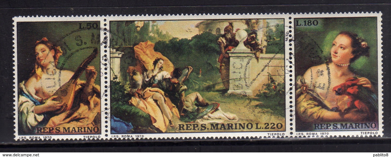 REPUBBLICA DI SAN MARINO 1970 GIAMBATTISTA TIEPOLO PITTORE VENEZIANO SERIE COMPLETA COMPLETE SET USATA USED OBLITERE' - Used Stamps