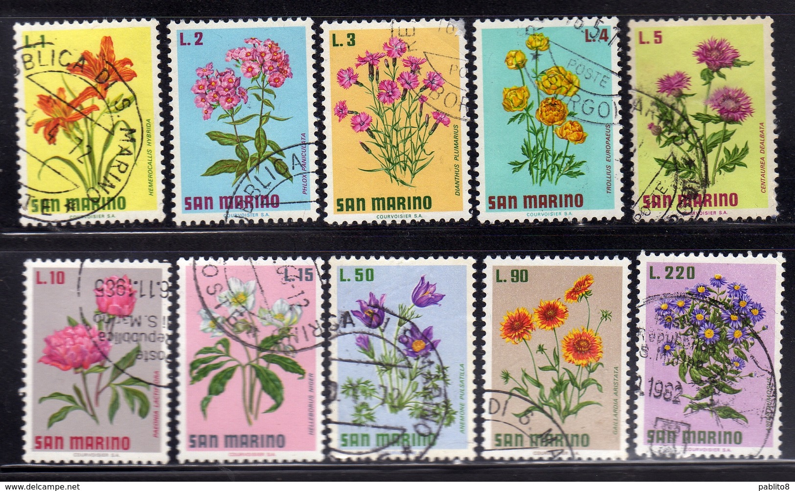 REPUBBLICA DI SAN MARINO 1971 FLORA FIORI FLOWERS FLEURS SERIE COMPLETA COMPLETE SET USATA USED OBLITERE' - Usados