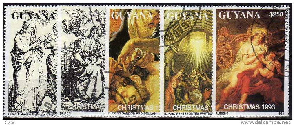 Weihnacht 1993 GUAYANA 4238/42 Komplett O 13€ Madonna Of The Paintings From Tizian Dürer Rubens On The Set From Americo - Theologen