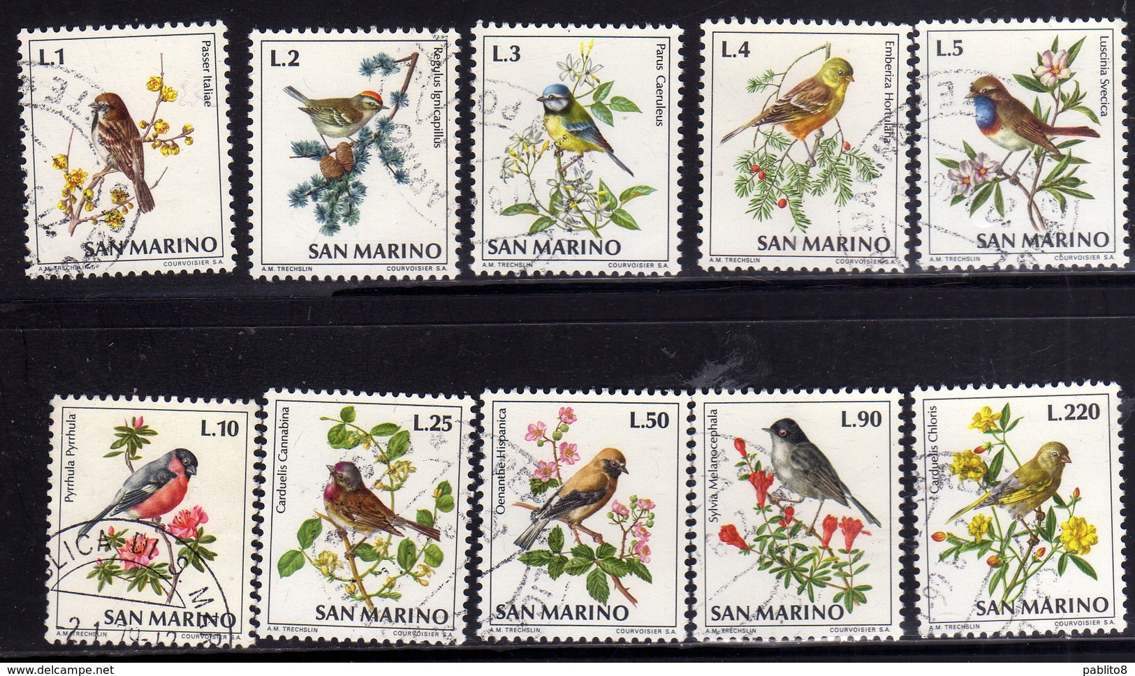 REPUBBLICA DI SAN MARINO 1972 BIRD FAUNA AVICOLA UCCELLI BIRDS OISEAUX SERIE COMPLETA COMPLETE SET USATA USED OBLITERE' - Oblitérés