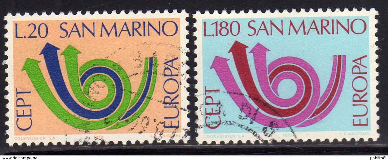 REPUBBLICA DI SAN MARINO 1973 EUROPA UNITA CEPT SERIE COMPLETA COMPLETE SET USATA USED OBLITERE' - Oblitérés