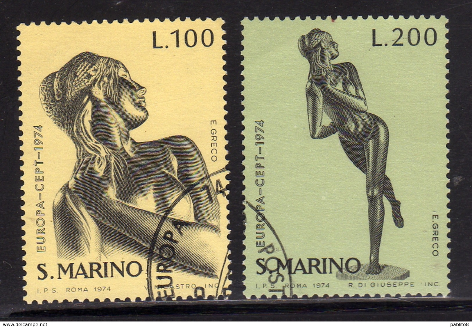 REPUBBLICA DI SAN MARINO 1974 EUROPA UNITA CEPT SERIE COMPLETA COMPLETE SET USATA USED OBLITERE' - Used Stamps