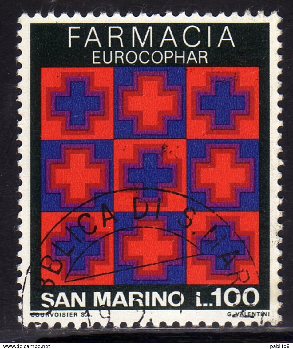 REPUBBLICA DI SAN MARINO 1975 CONGRESSO INTERNAZIONALE EUROCOPHAR INTERNATIONAL CONGRESS LIRE 100 USATO USED OBLITERE' - Used Stamps