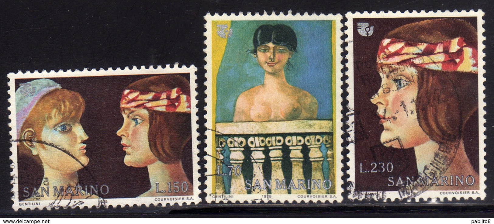 REPUBBLICA DI SAN MARINO 1975 ANNO INTERNAZIONALE DELLA DONNA WOMAN YEAR SERIE COMPLETA COMPLETE SET USATA USED OBLITERE - Usati