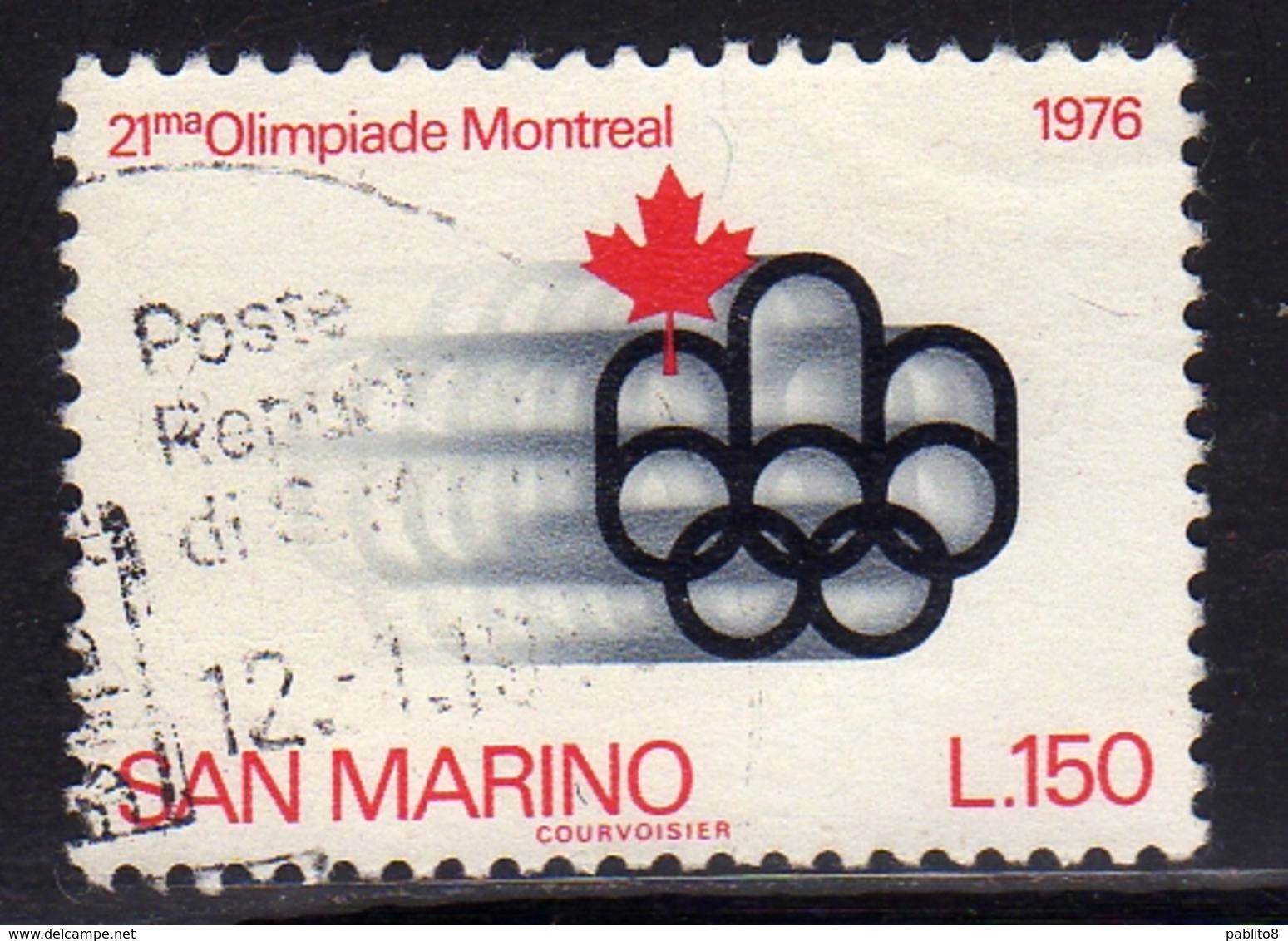 REPUBBLICA DI SAN MARINO 1976 OLIMPIADI DI MONTREAL OLIMPIADE GIOCHI OLIMPICI OLYMPIC GAMES LIRE 150 USATO USED OBLITERE - Oblitérés