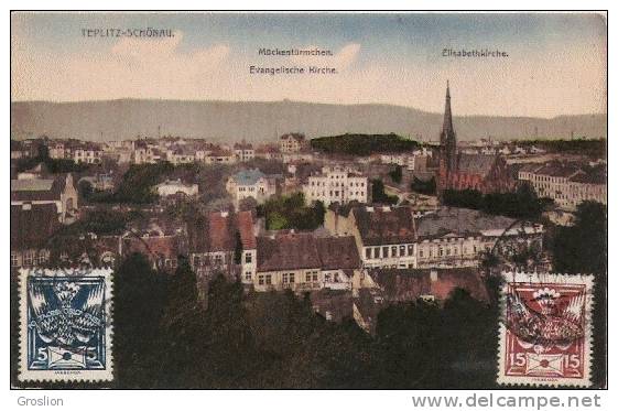 TEPLITZ SCHONAU 1920 MUCKENTURMCHEN   EVANGELISCHE KIRCHE  ELISABETHKIRCHE - Tchéquie