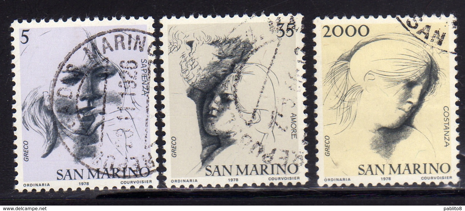 REPUBBLICA DI SAN MARINO 1978 LE VIRTU' CIVILI CIVILIAN VIRTUES SERIE COMPLETA COMPLETE SET USATA USED OBLITERE' - Usados