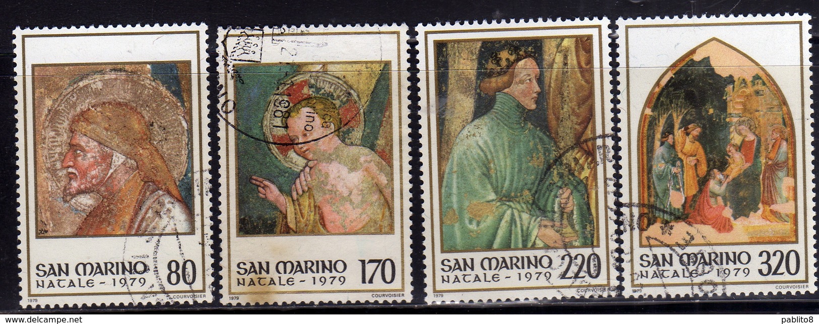 REPUBBLICA DI SAN MARINO 1979 NATALE CHRISTMAS NOEL WEIHNACHTEN NAVIDAD SERIE COMPLETA COMPLETE SET USATA USED OBLITERE' - Oblitérés