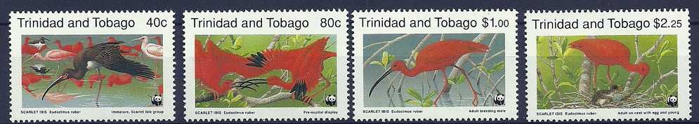 Trinidad And Tobago 1990 Birds Oiseaux Aves Ibis Protected Fauna WWF MNH - Storks & Long-legged Wading Birds